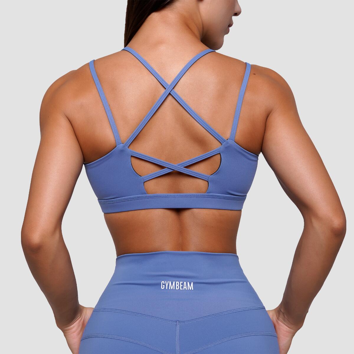 Reggiseno sportivo donna palestra con spalline incrociate blu FIT 3/7