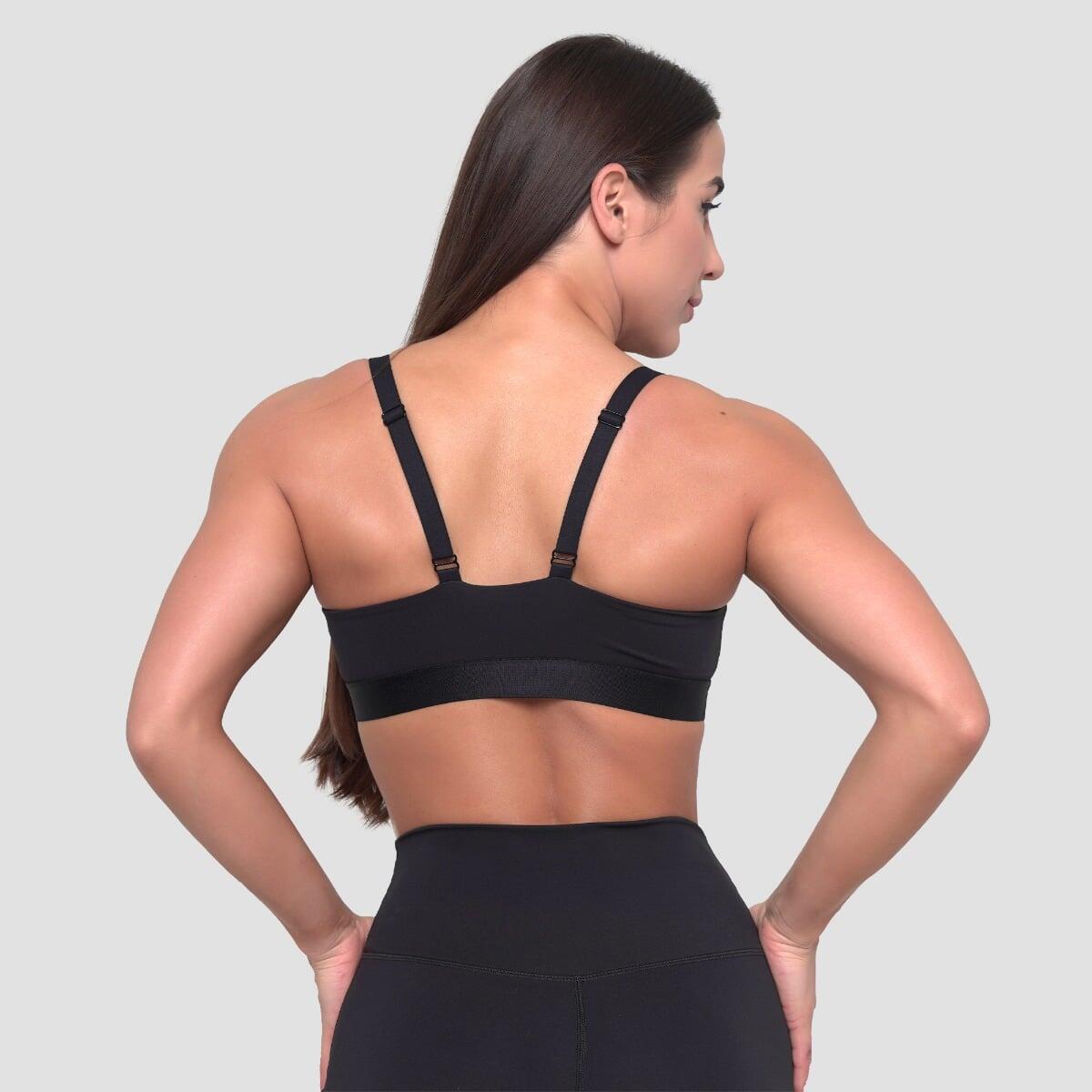 Biustonosz sportowy damski z regulowanymi ramiączkami czarny Essence String 4/7
