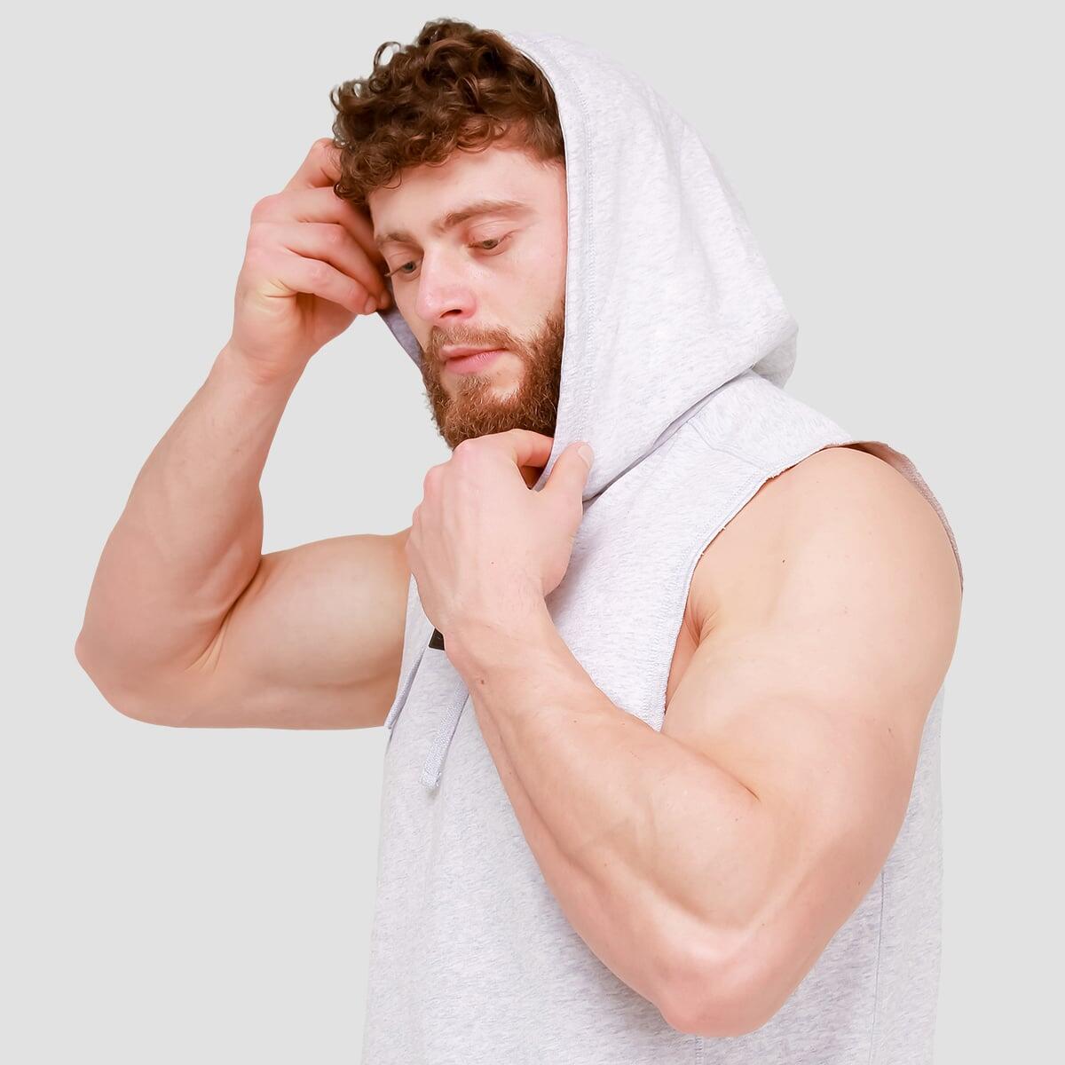 Kamizelka męska fitness z kapturem szara Unity 2/7