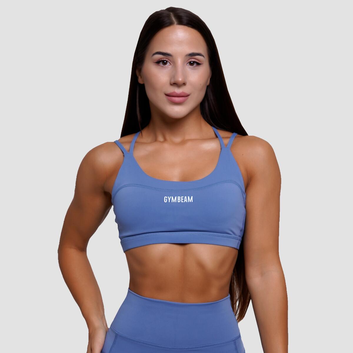 Reggiseno sportivo donna palestra con spalline incrociate blu FIT 1/7