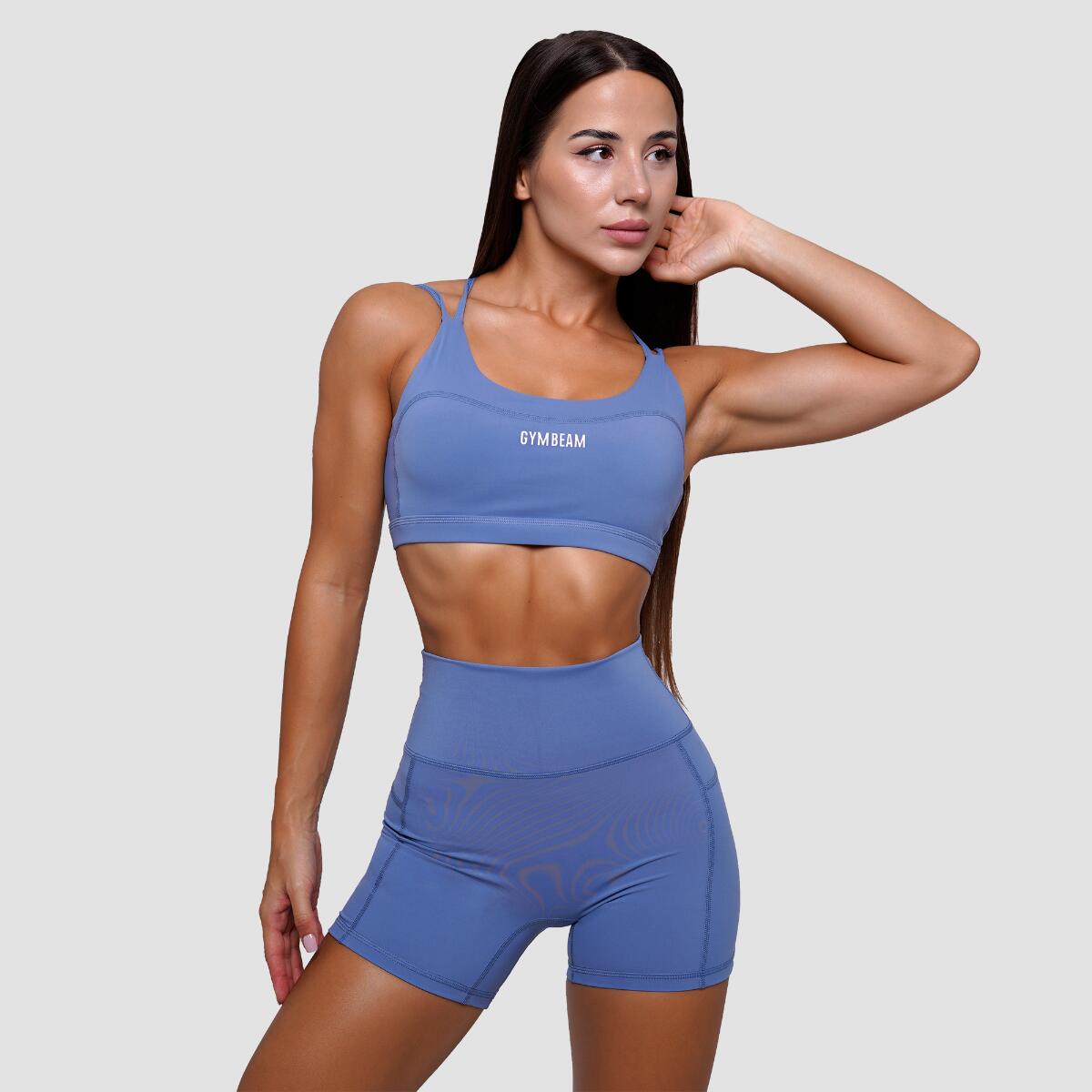 Reggiseno sportivo donna palestra con spalline incrociate blu FIT 6/7
