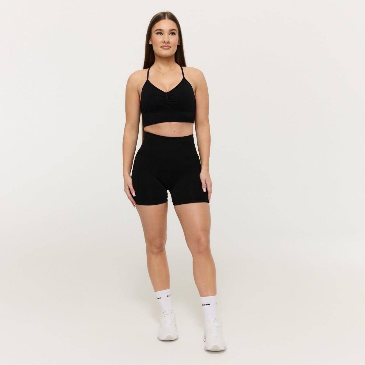 Biustonosz sportowy damski bezszwowy czarny Sculpt 5/7