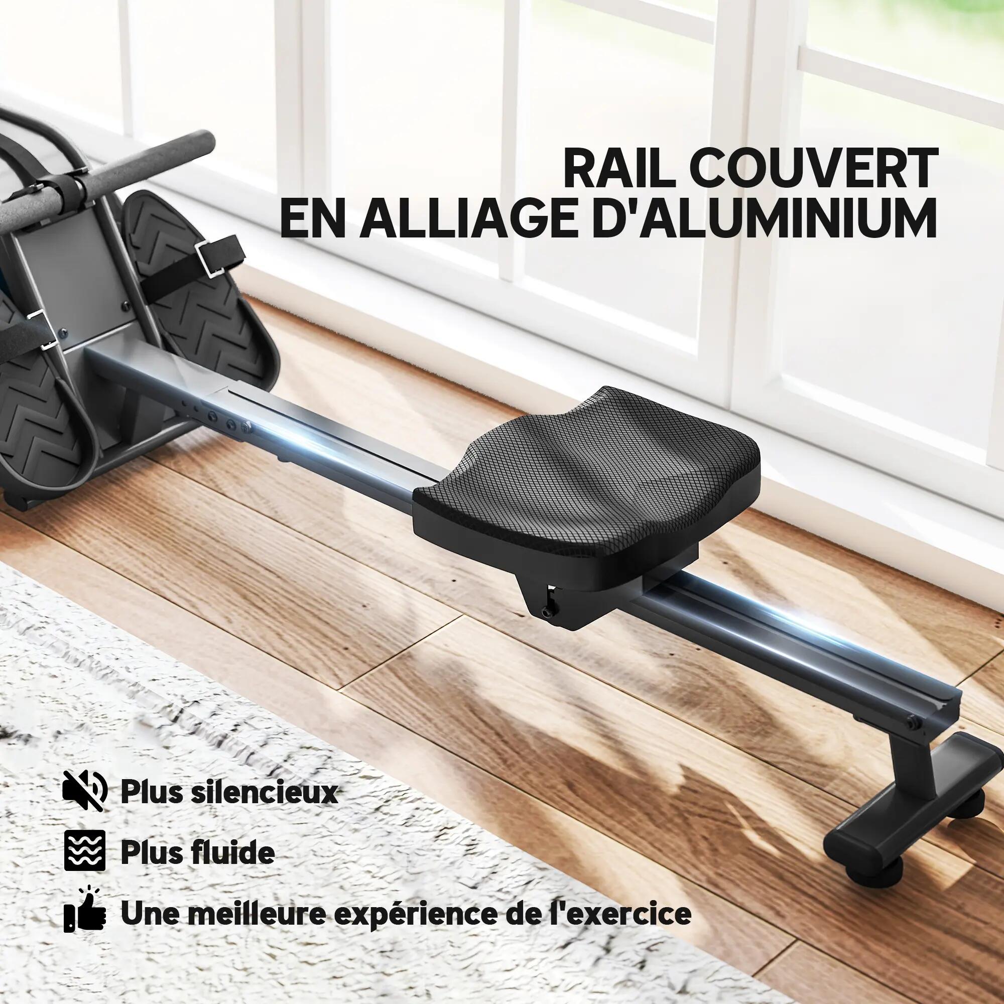 Rameur à eau rameur pliable 6 niveaux de résistance écran LCD multifonction noir 5/5