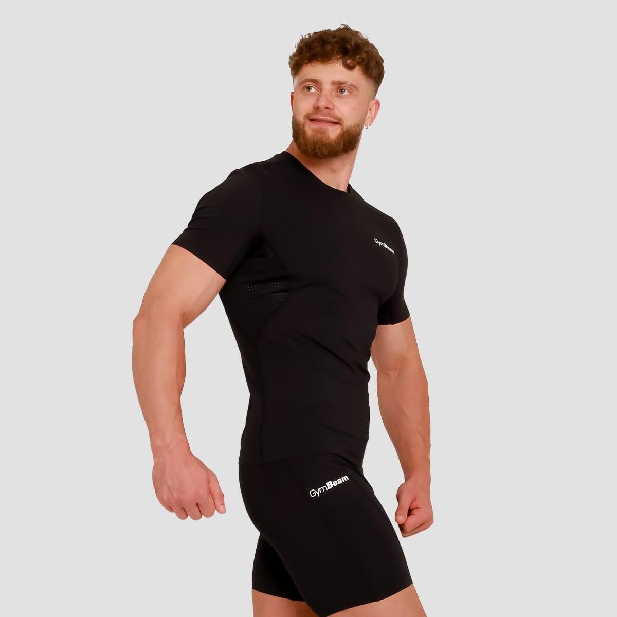 T-shirt uomo palestra traspirante nera High Compression 3/7
