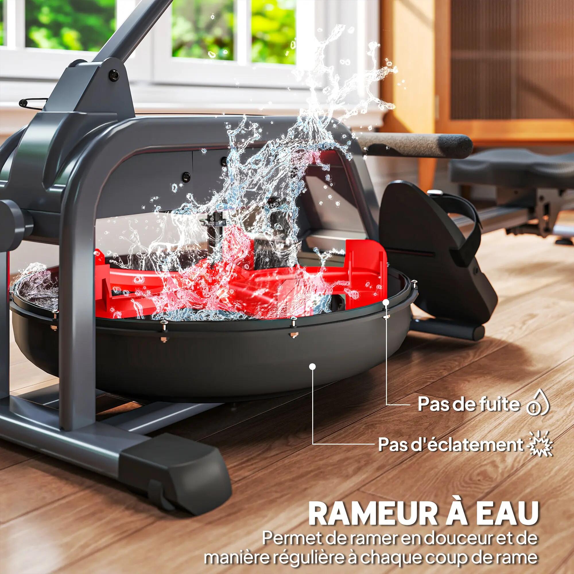 Rameur à eau rameur pliable 6 niveaux de résistance écran LCD multifonction noir 4/5