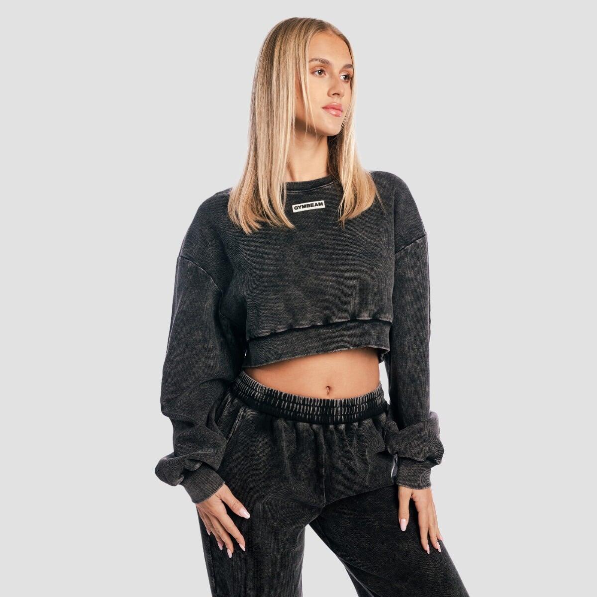 Felpa donna cropped nera Aura 3/7