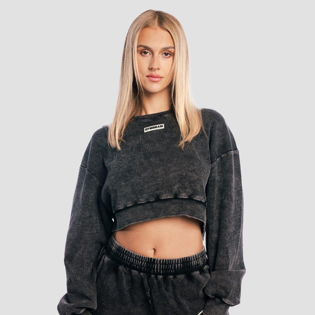 Felpa donna cropped nera Aura 1/7