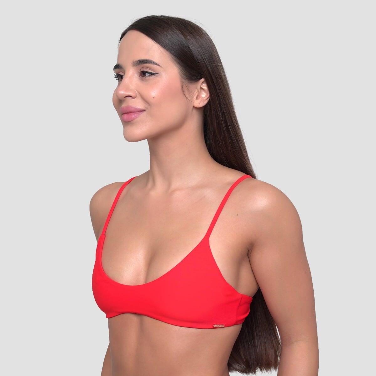 Góra od bikini damska pływanie z ramiączkami czerwona HAWAII 4/7