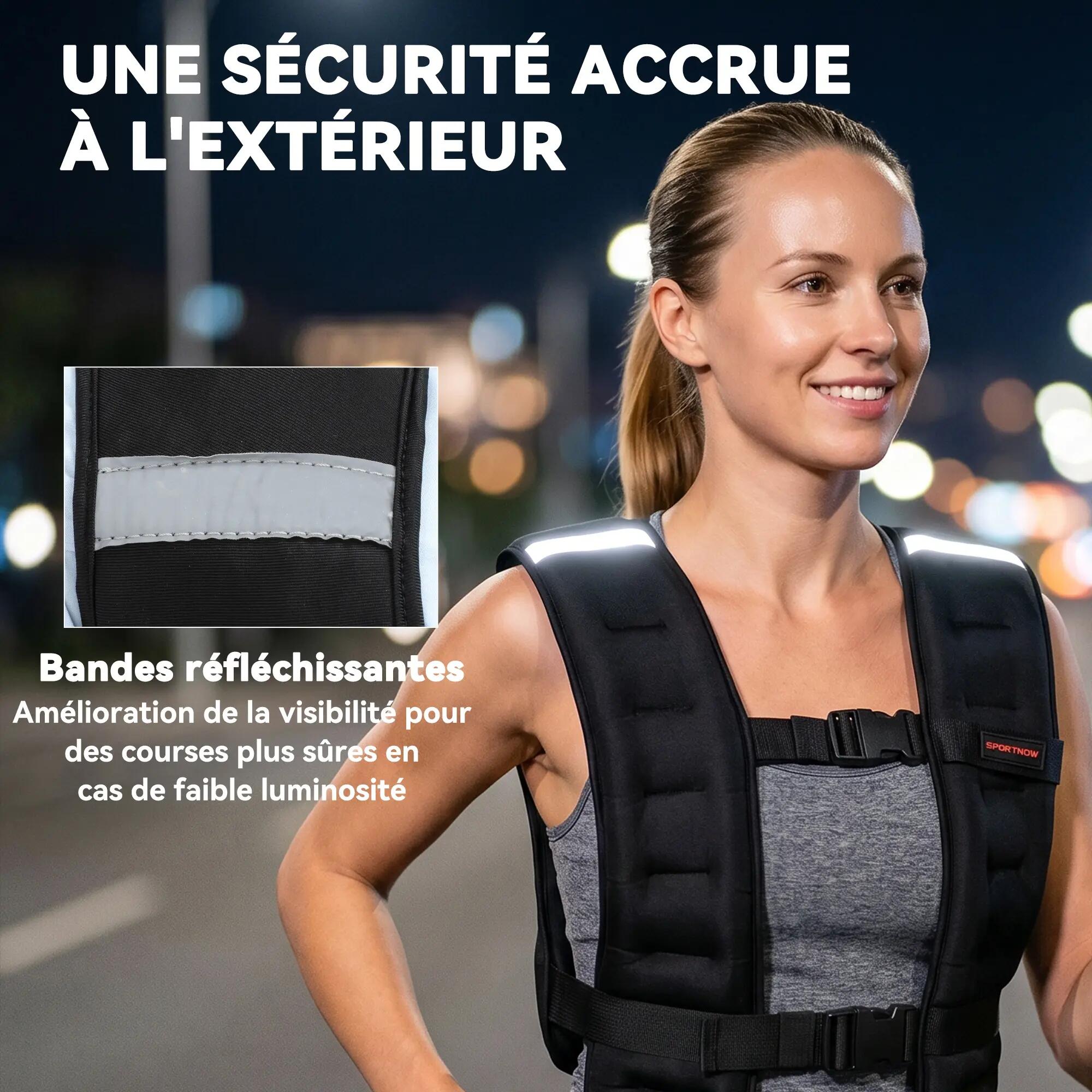 Gilet lesté veste lestée 8 Kg max. sangles réglables néoprène noir 5/5