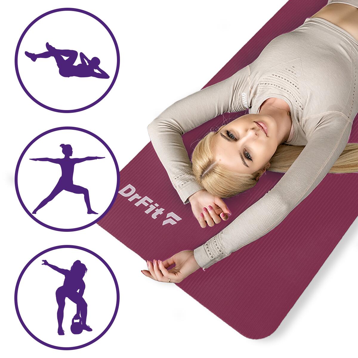 Mata do ćwiczeń jogi gimnastyczna gruba mata NBR treningowa fitness DrFit 4/7