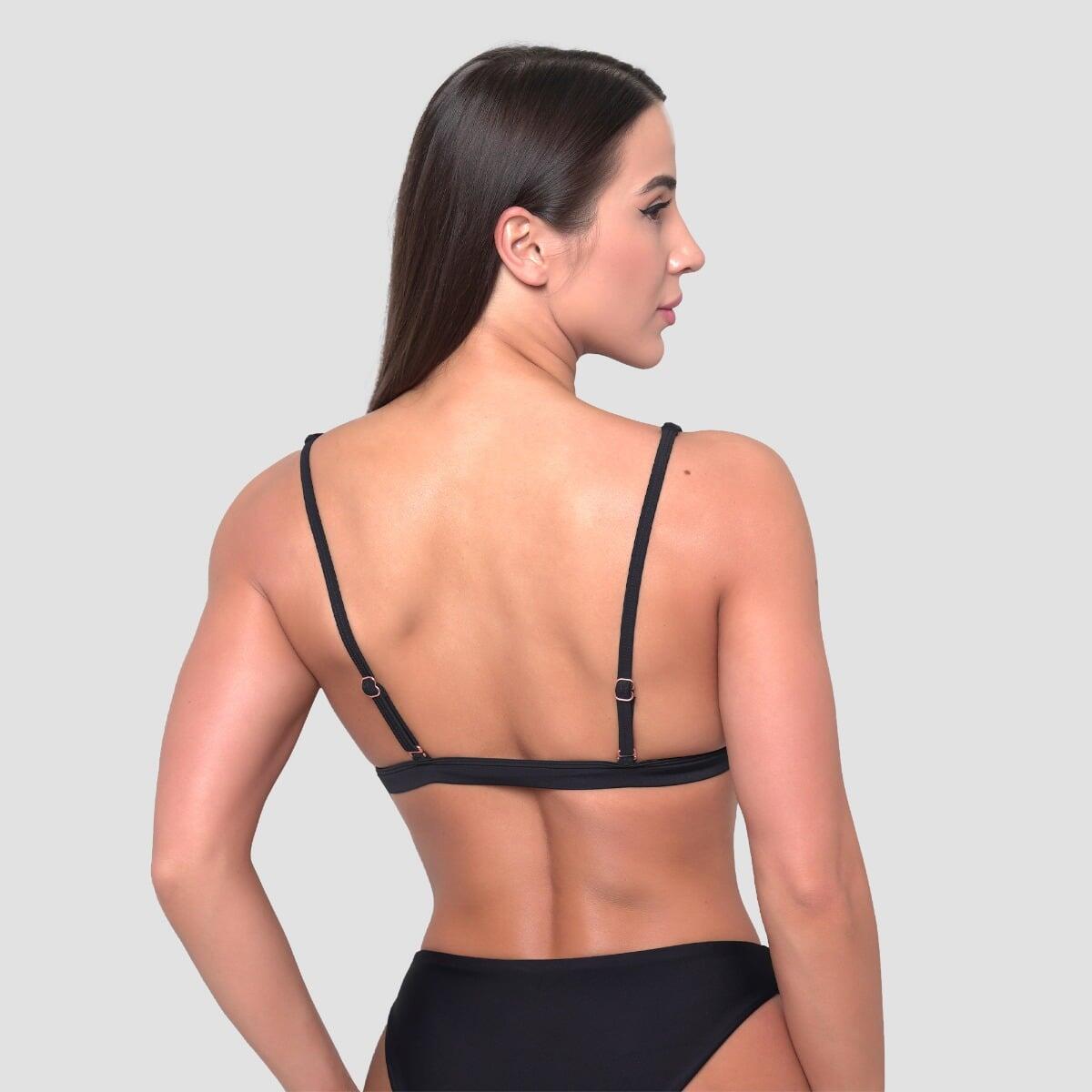 Top bikini donna nuoto con spalline nero 4/7