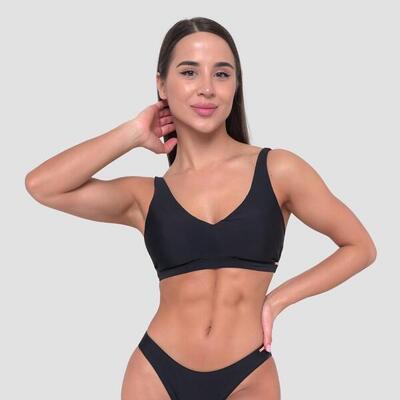 Top bikini donna nuoto con spalline nero
