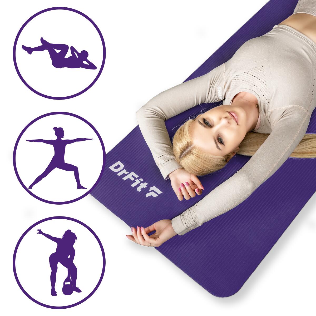 Mata do ćwiczeń jogi gimnastyczna gruba mata NBR treningowa fitness DrFit 4/7