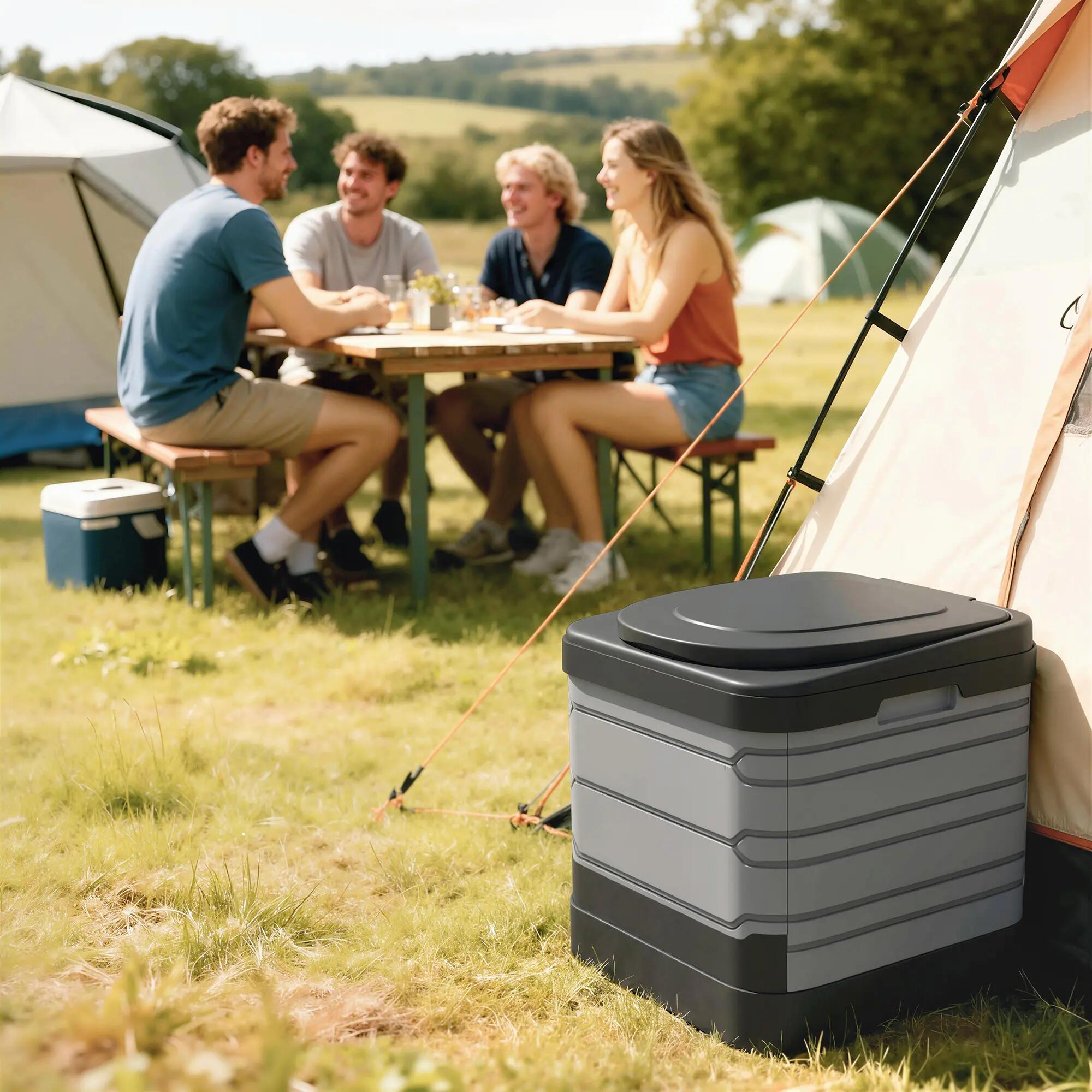 toilette de camping - camping - unisexe - pliable, stable 150 kg - gris 3/6