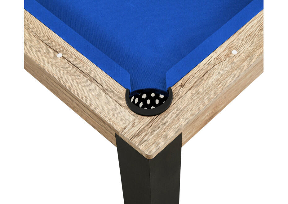 Table billard convertible Prego 7FT chêne fumé tapis bleu royal 3/7