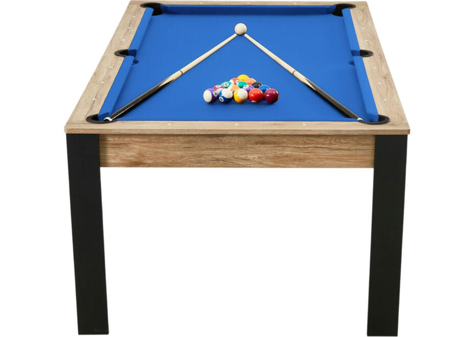 Table billard convertible Prego 7FT chêne fumé tapis bleu royal 7/7
