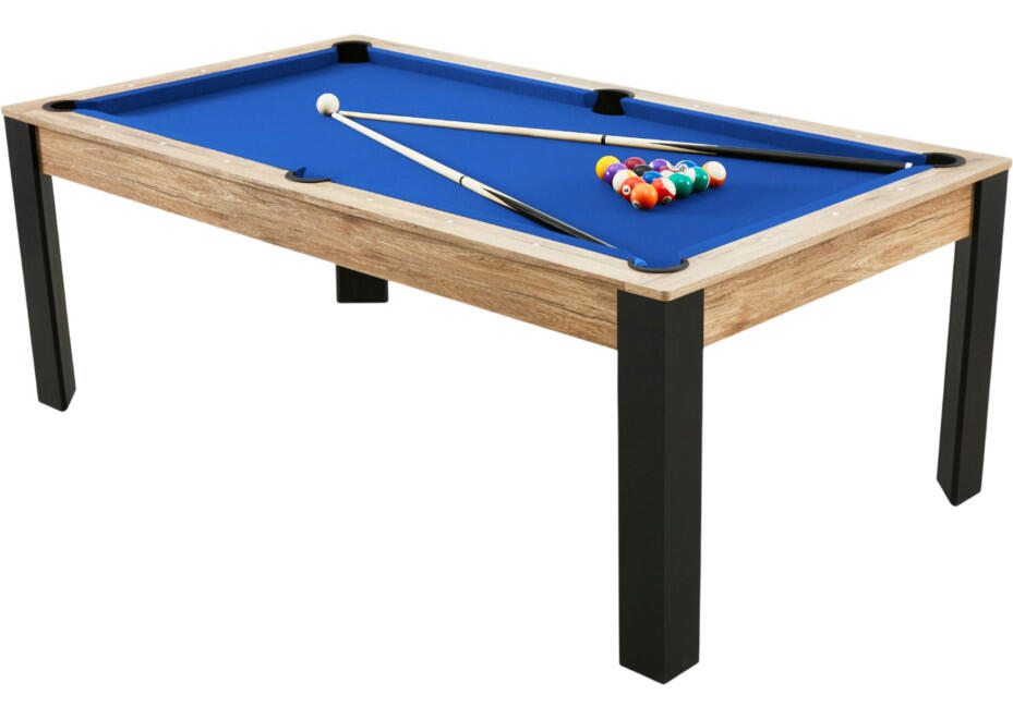 Table billard convertible Prego 7FT chêne fumé tapis bleu royal 4/7