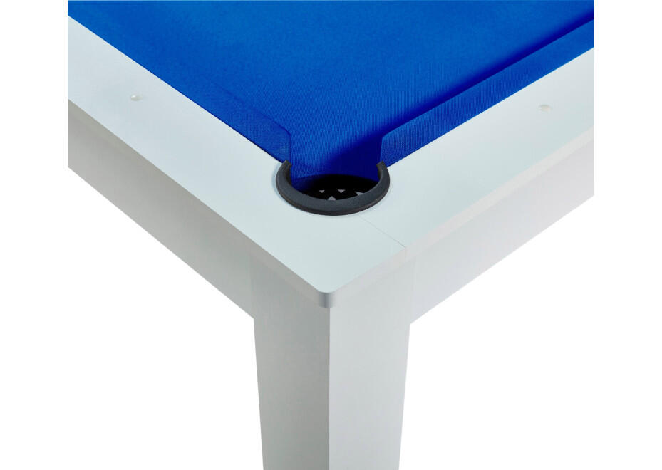 Table billard convertible 7FT Prego blanc éclatant tapis bleu royal 3/7