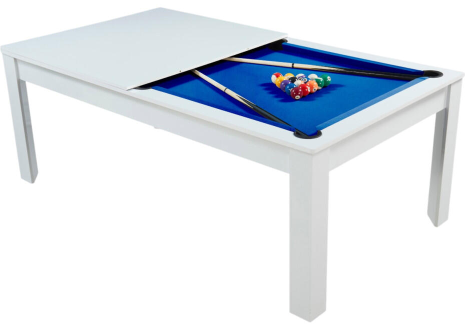 Table billard convertible 7FT Prego blanc éclatant tapis bleu royal 2/7