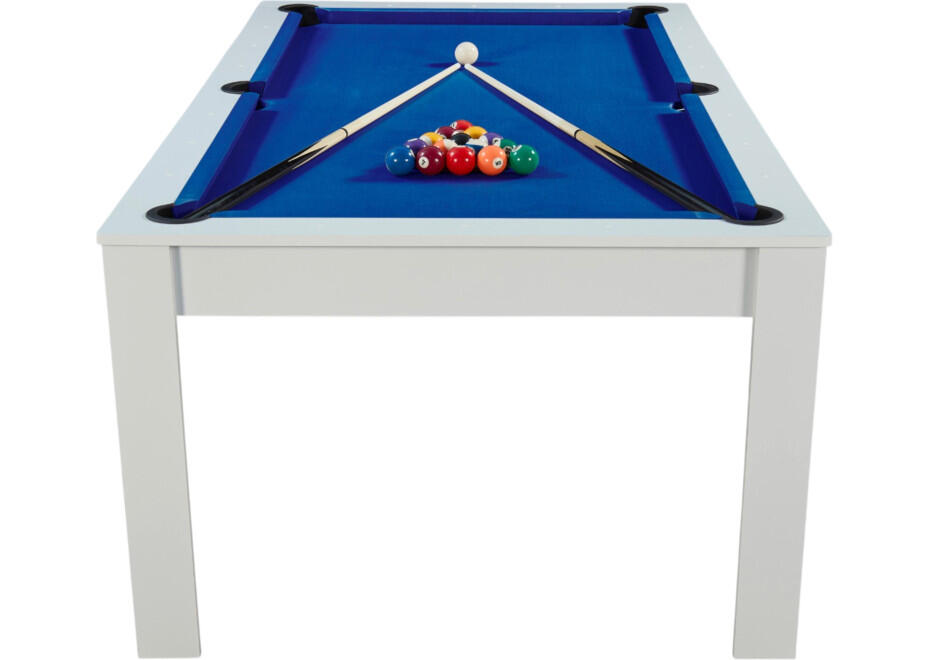 Table billard convertible 7FT Prego blanc éclatant tapis bleu royal 7/7