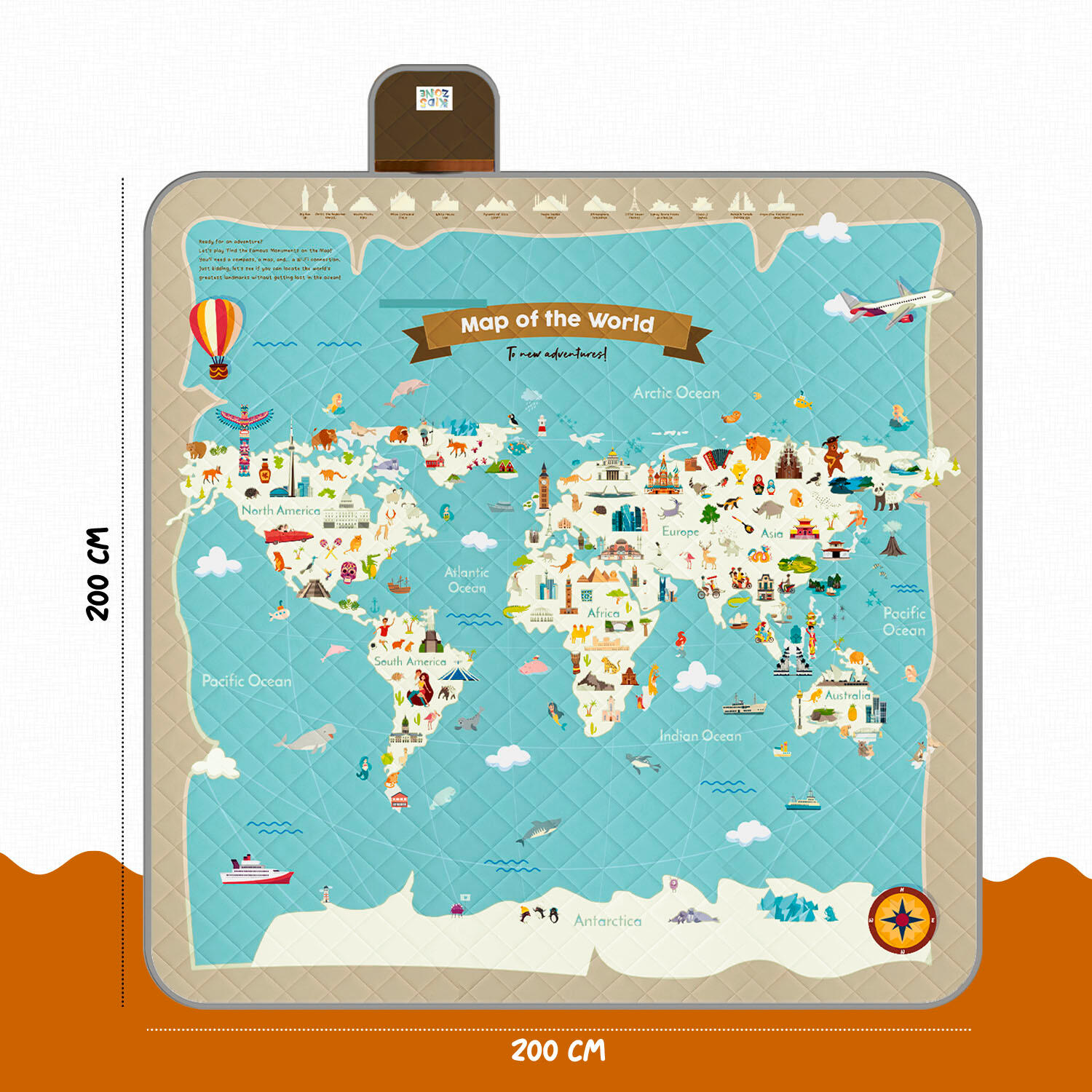 Telo Picnic Bambini Mappamondo 3/7