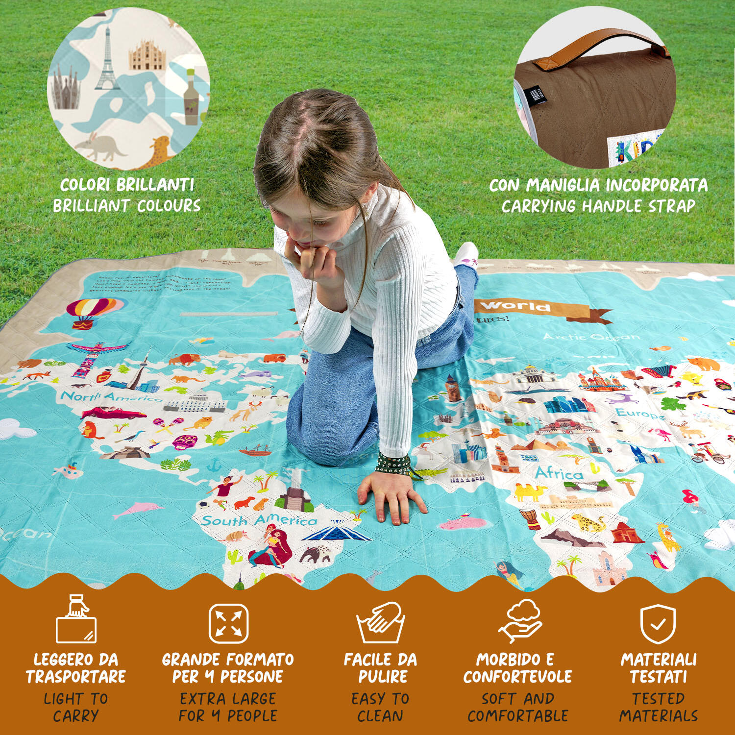 Telo Picnic Bambini Mappamondo 5/7