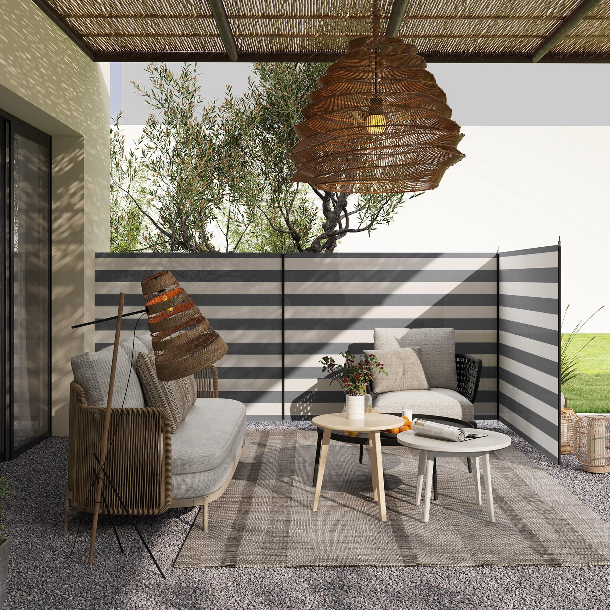 Outsunny Paravento da Spiaggia Pieghevole in Poliestere 540x150 cm Grigio 7/7