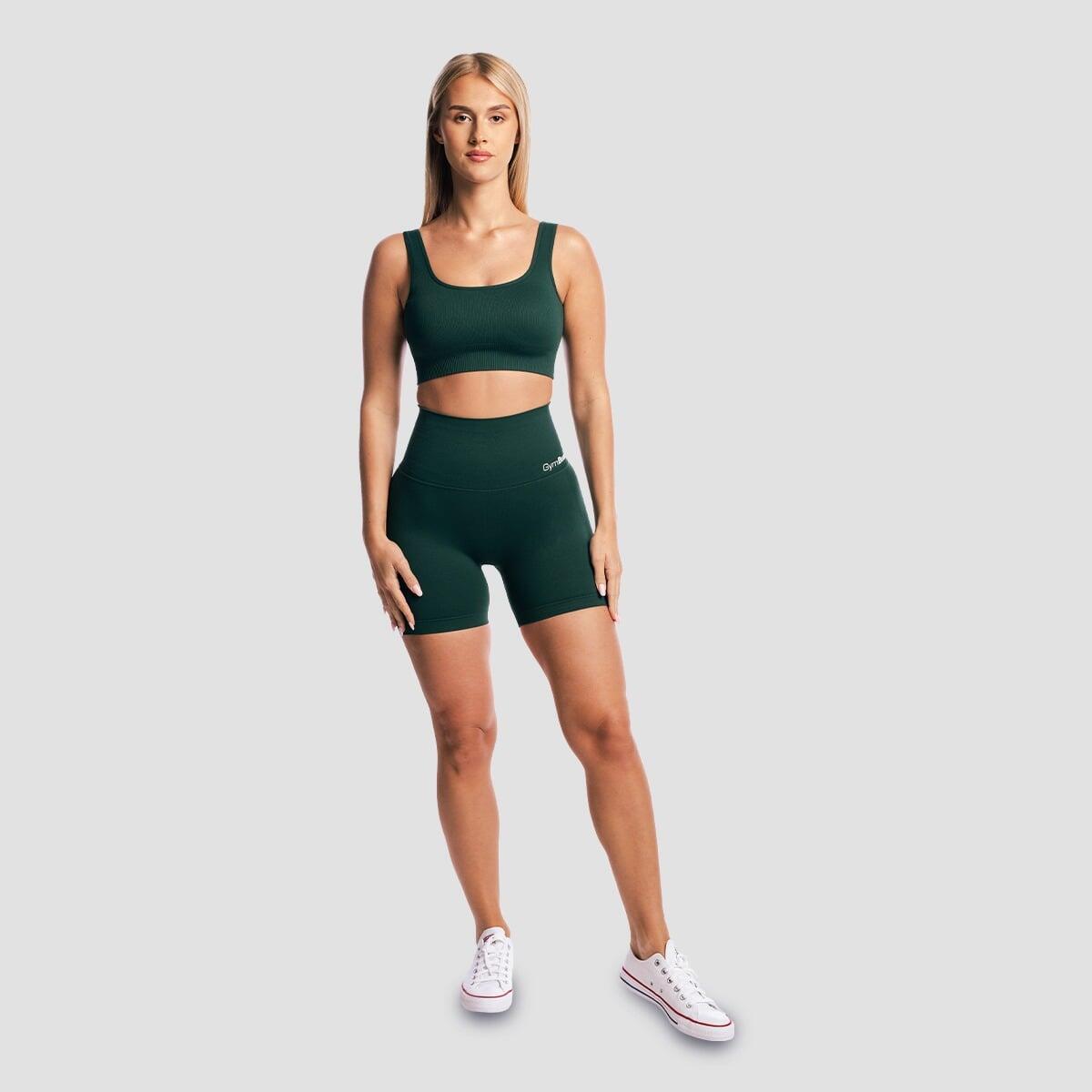 Pantaloncini donna palestra senza cuciture verdi 5/7