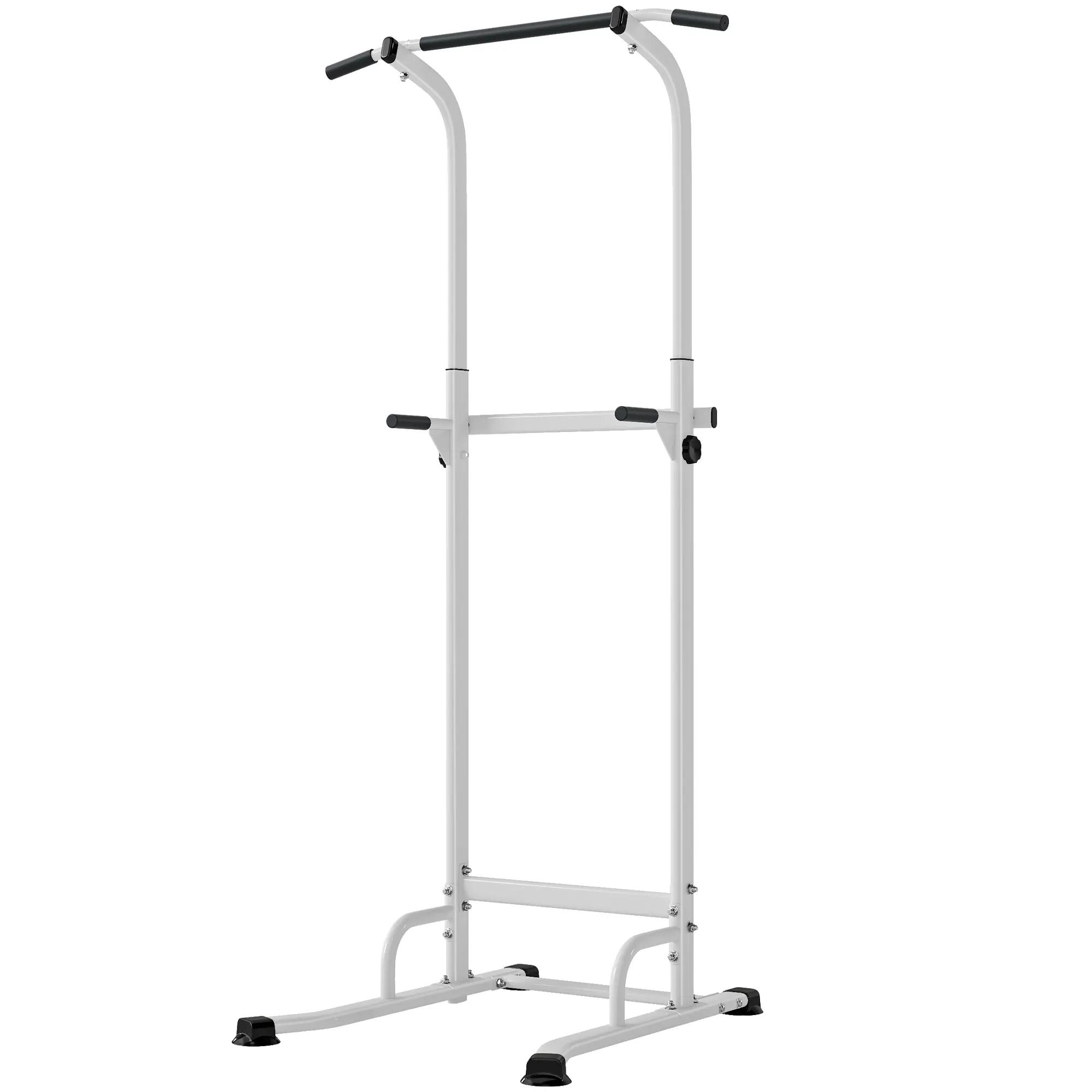 Station de traction et dips réglable H.176-227cm acier blanc 5/5