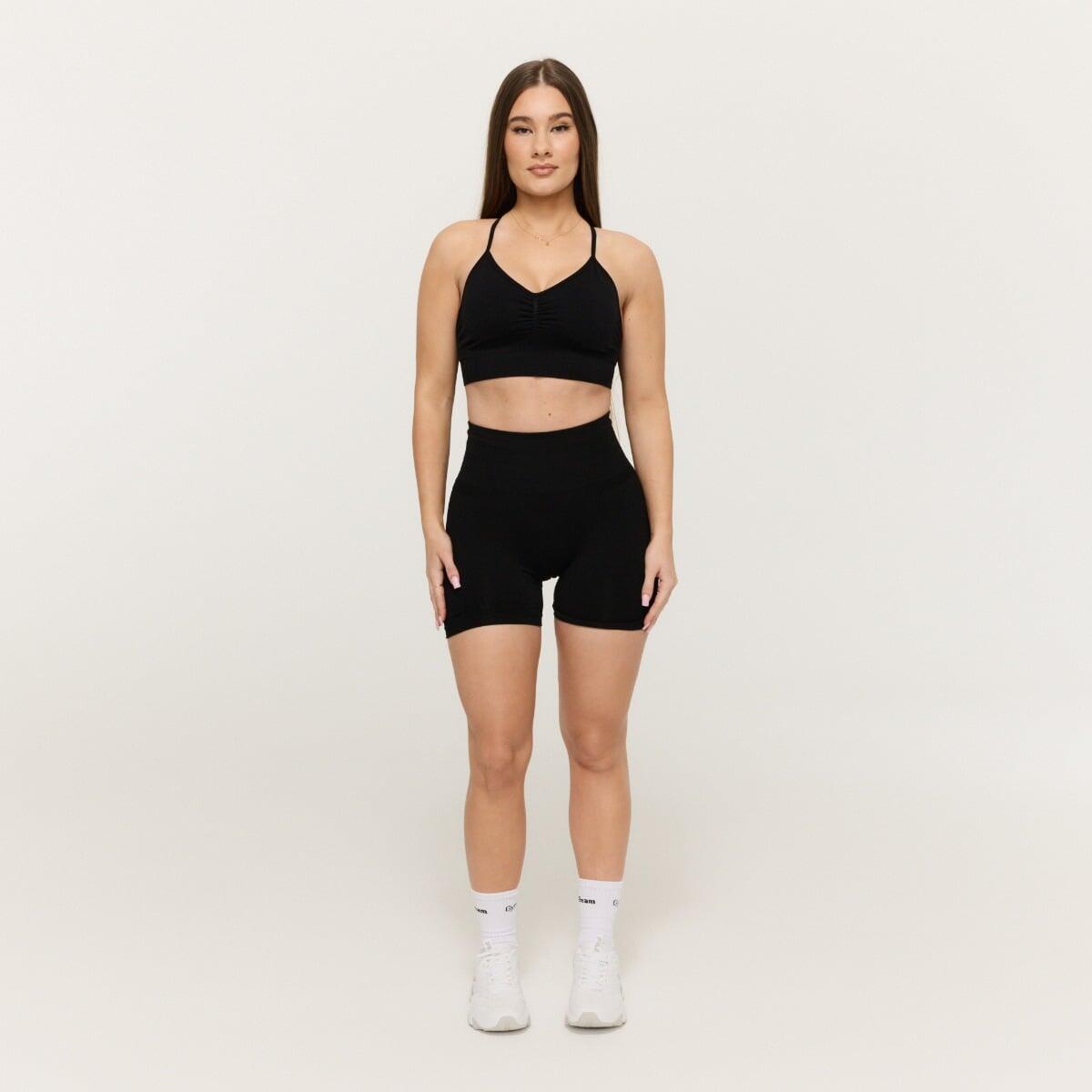 Pantaloncini donna fitness traspiranti neri Sculpt 5/7