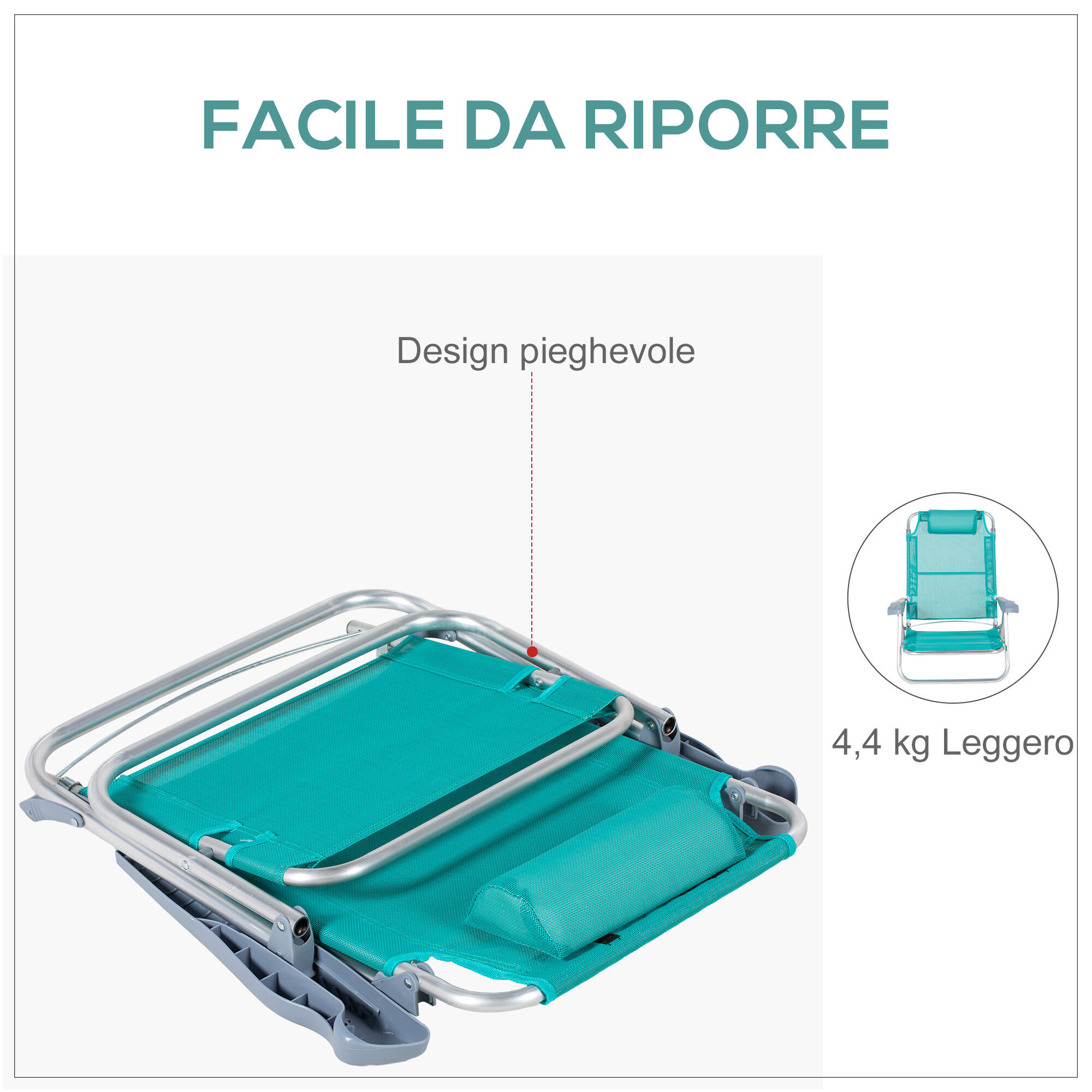 Outsunny Set 2 Sedie da Pesca Pieghevoli e Reclinabili su 6 Livelli Azzurro 7/7