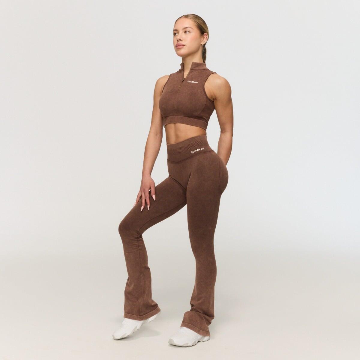 Pantaloni donna palestra seamless marroni Fierce 3/5