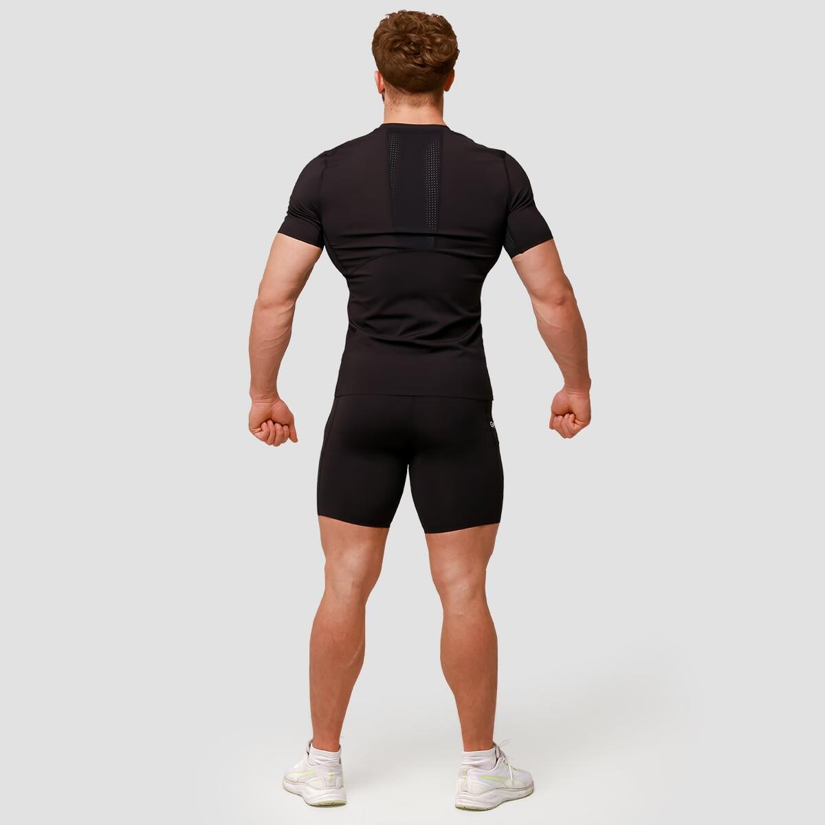Pantaloncini uomo palestra slim neri 6/7