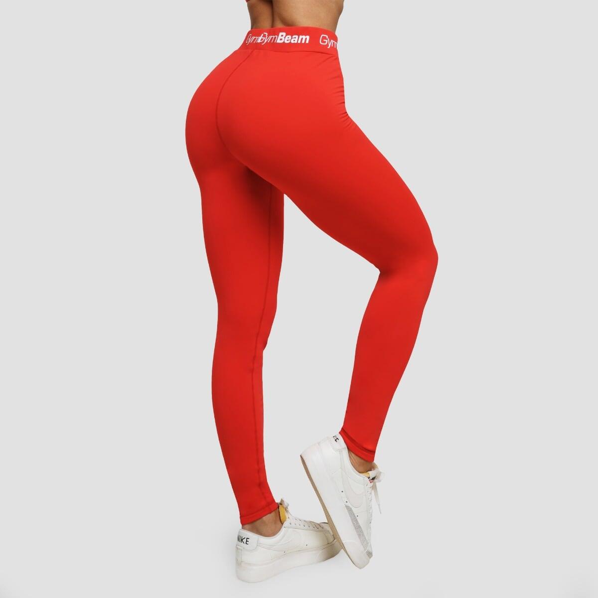 Legginsy damskie fitness z wysoką talią czerwone Simple 3/6