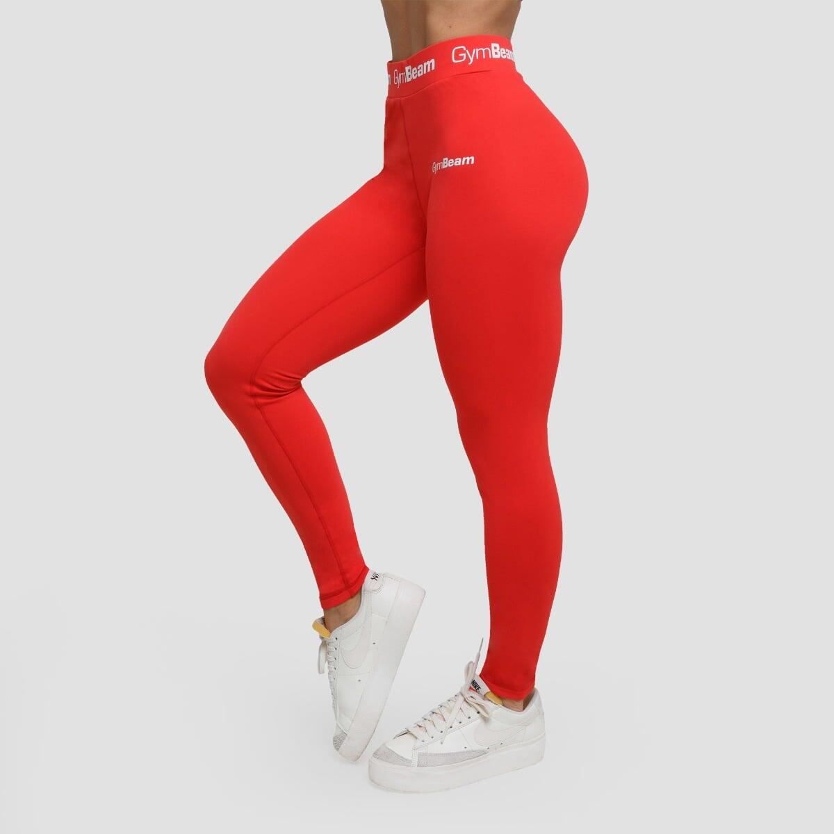 Legginsy damskie fitness z wysoką talią czerwone Simple 2/6