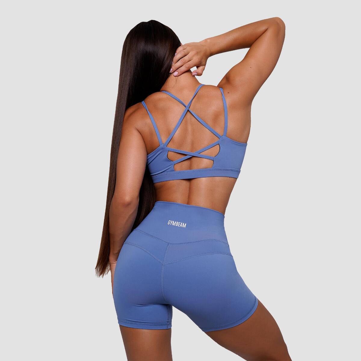 Szorty damskie fitness slim z wysoką talią niebieskie FIT 2/7