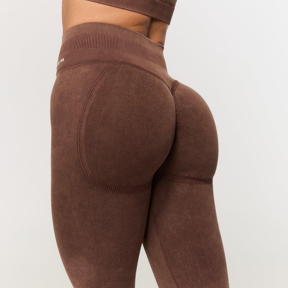 Pantaloni donna palestra seamless marroni Fierce 2/5