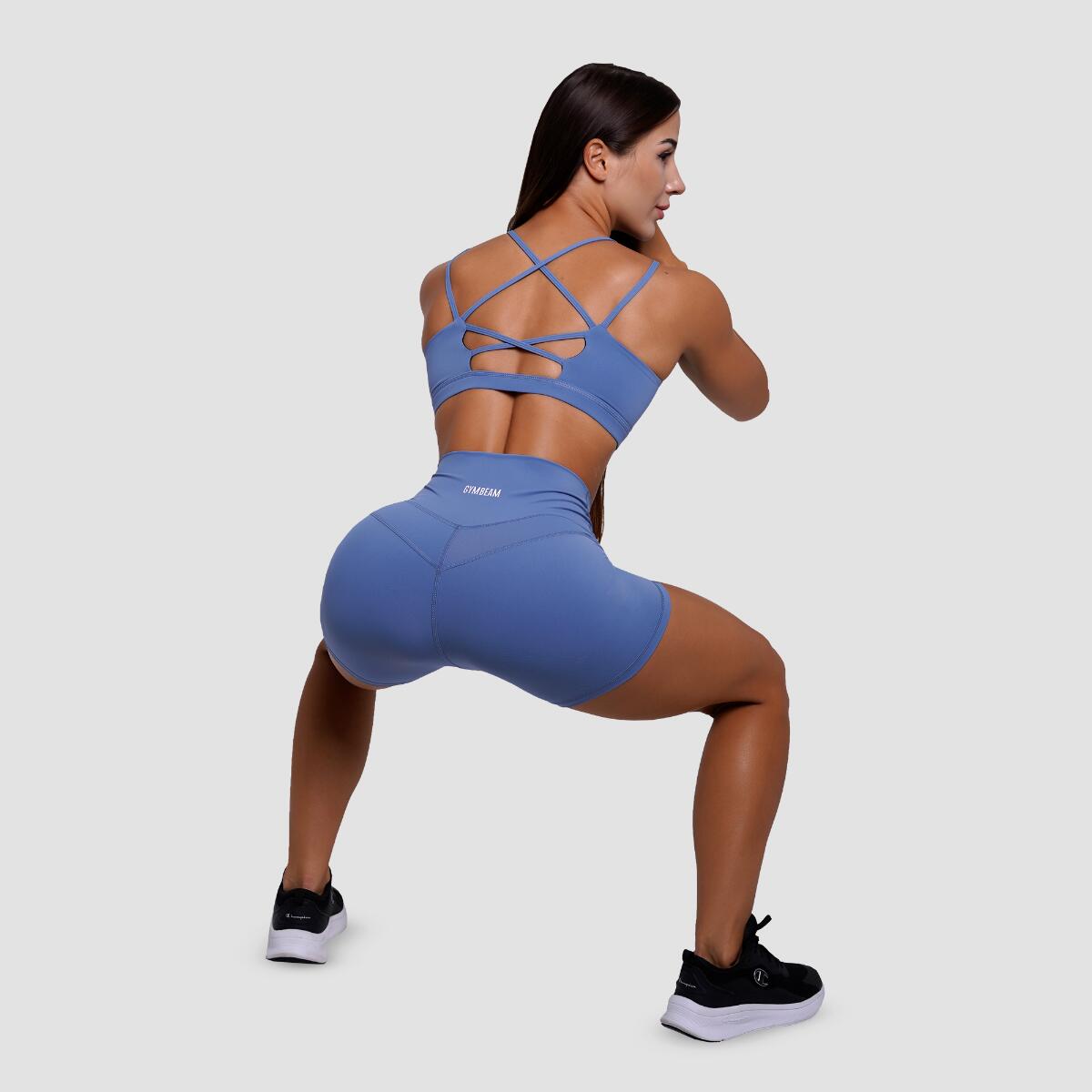 Szorty damskie fitness slim z wysoką talią niebieskie FIT 6/7