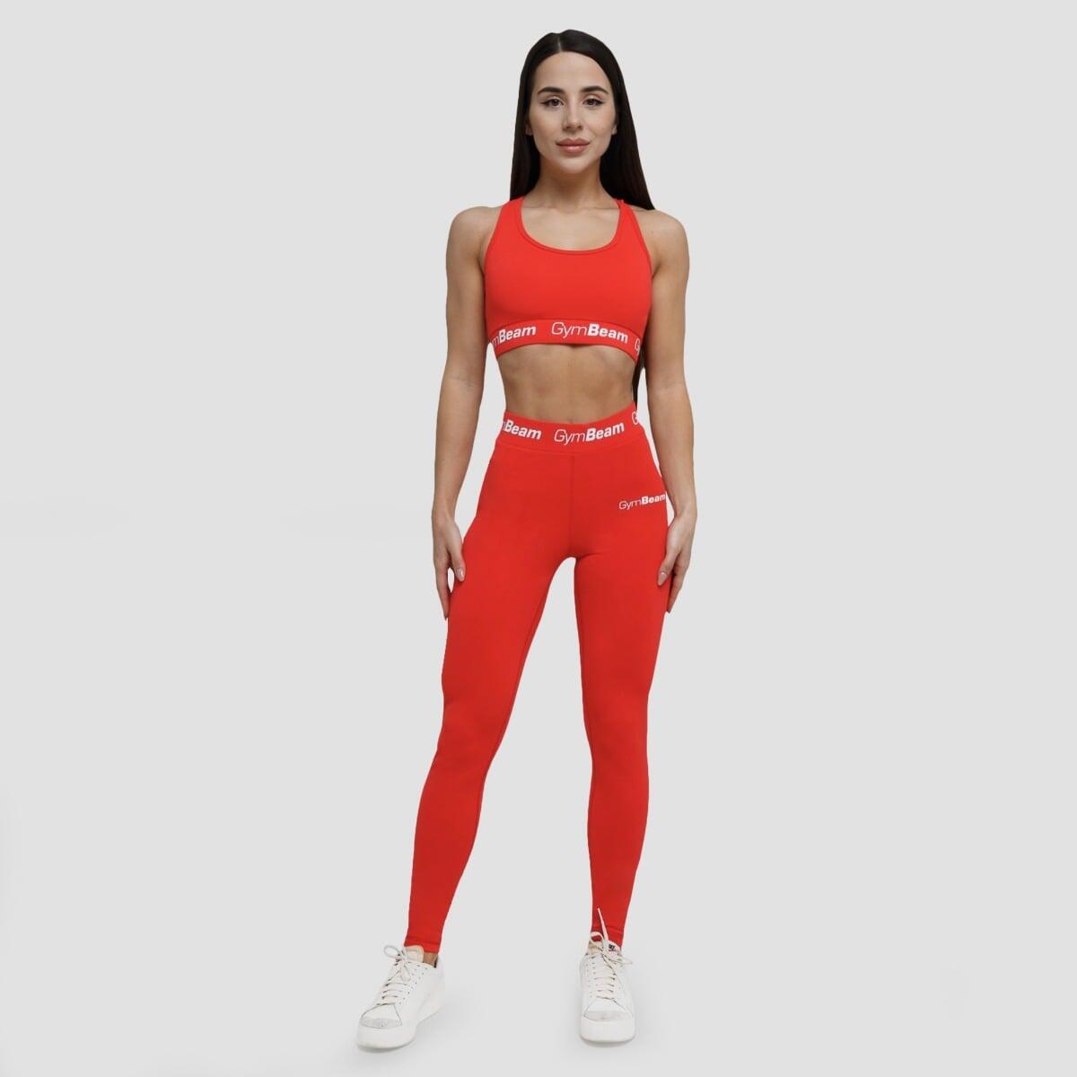 Legginsy damskie fitness z wysoką talią czerwone Simple 4/6
