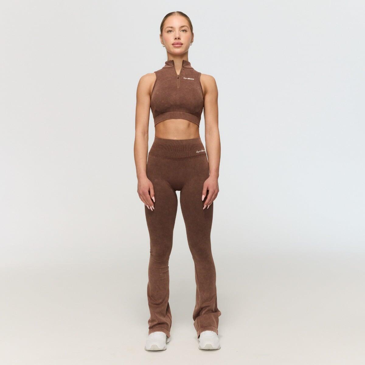 Pantaloni donna palestra seamless marroni Fierce 4/5