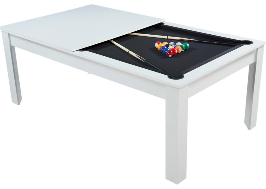 Table billard convertible 7FT Prego blanc éclatant tapis noir feutré 2/7