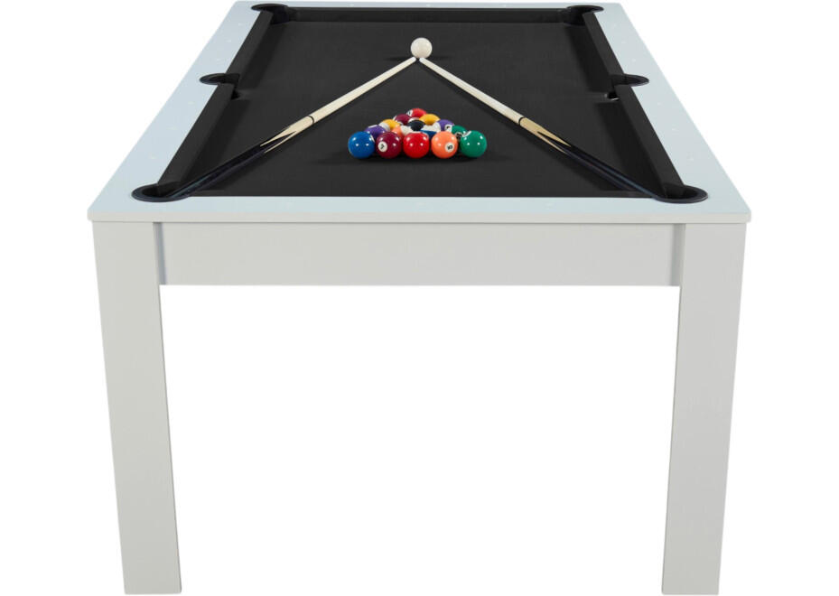 Table billard convertible 7FT Prego blanc éclatant tapis noir feutré 7/7