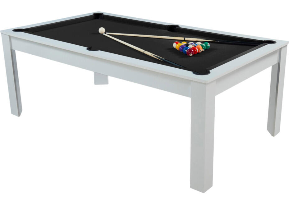 Table billard convertible 7FT Prego blanc éclatant tapis noir feutré 5/7