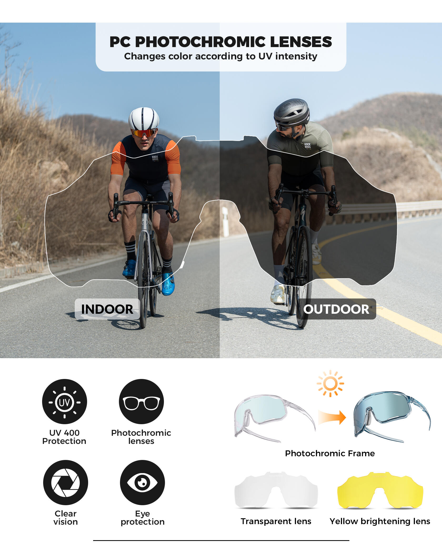 ROCKBROS Fahrradbrille Photochrom Sonnenbrille 2/6