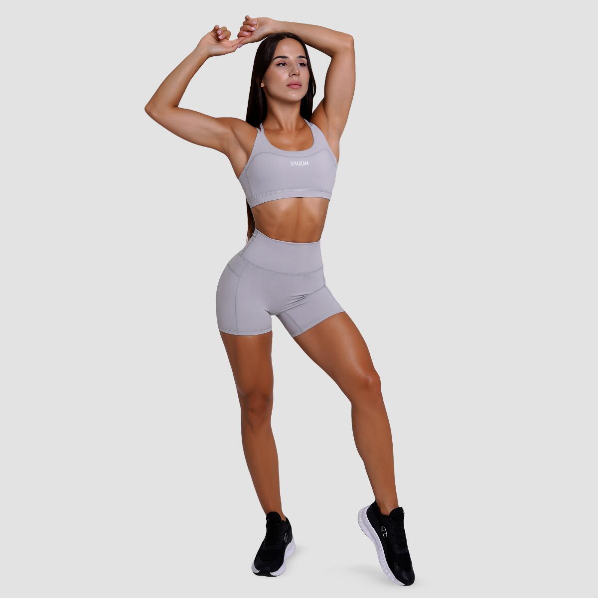 Szorty damskie fitness slim z wysoką talią szare FIT 6/7