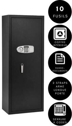 Armoire à fusils Tresorsafe 10 armes Serrure électronique avec coffre intérieur