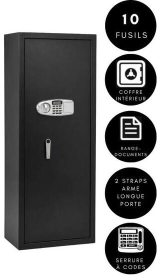 Armoire à fusils Tresorsafe 10 armes Serrure électronique avec coffre intérieur