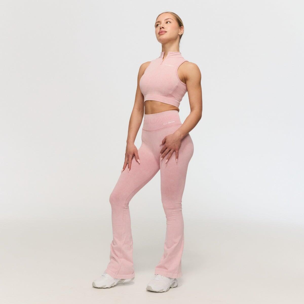 Pantaloni donna palestra seamless rosa Fierce 3/5
