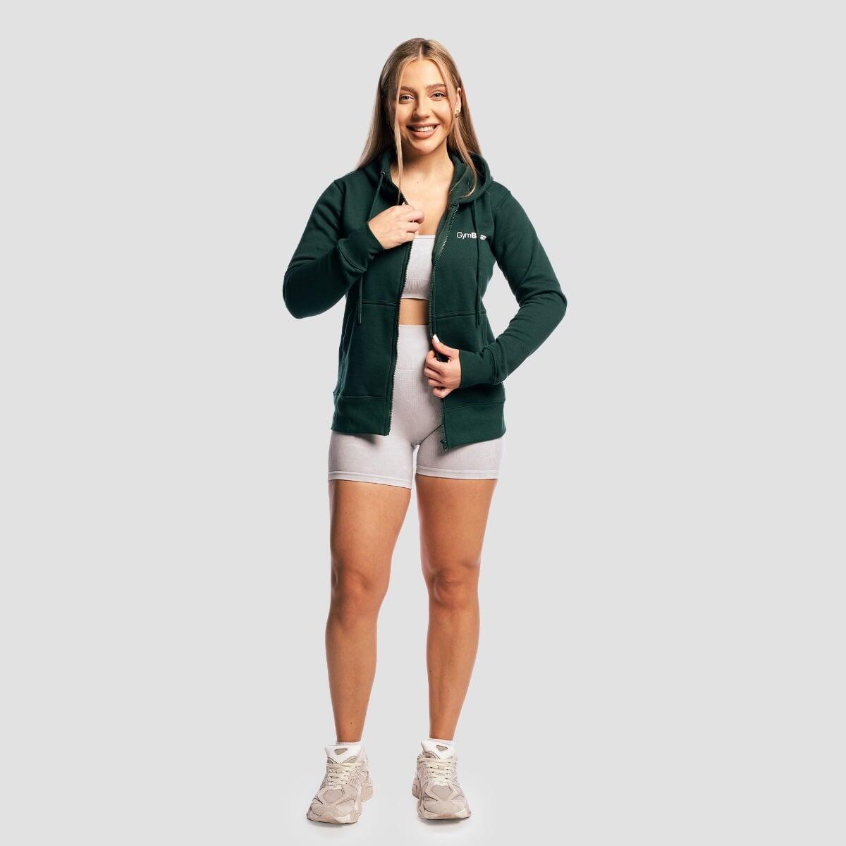 Felpa donna allenamento con zip verde 4/7