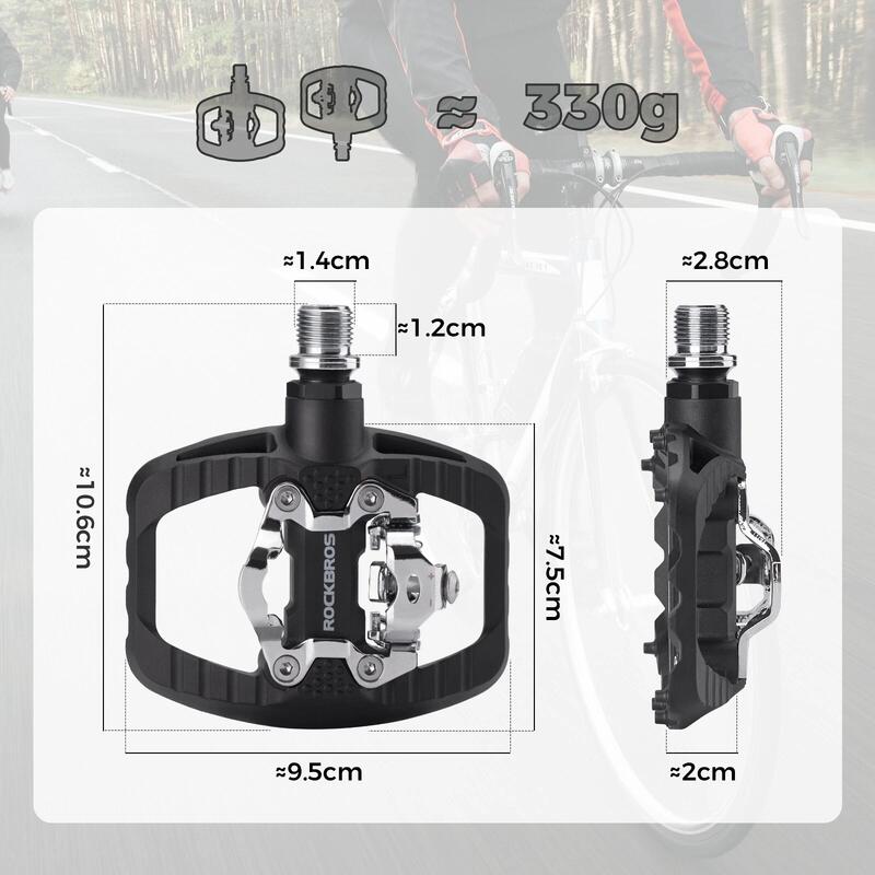 Pedale ROCKBROS 2in1 MTB platformă antiderapantă și clipless